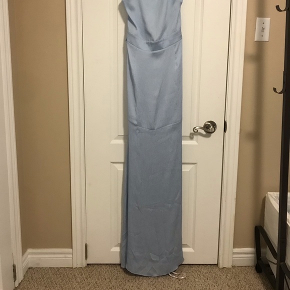 MISSGUIDED Baby Blue Satin/Crepe High Neck Halter Maxi Dress - Picture 9 of 10